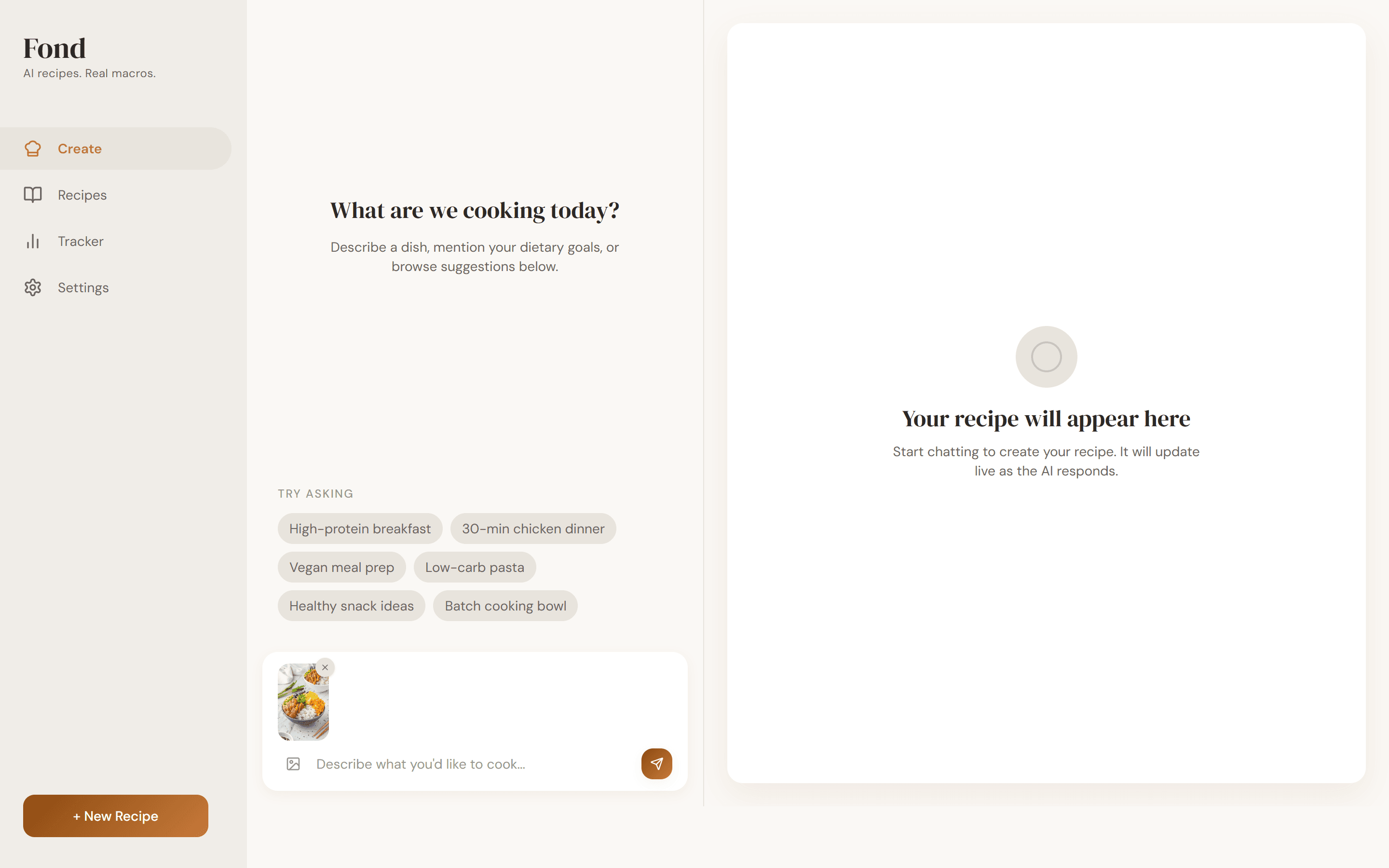 Uploaded food photo in the chat interface